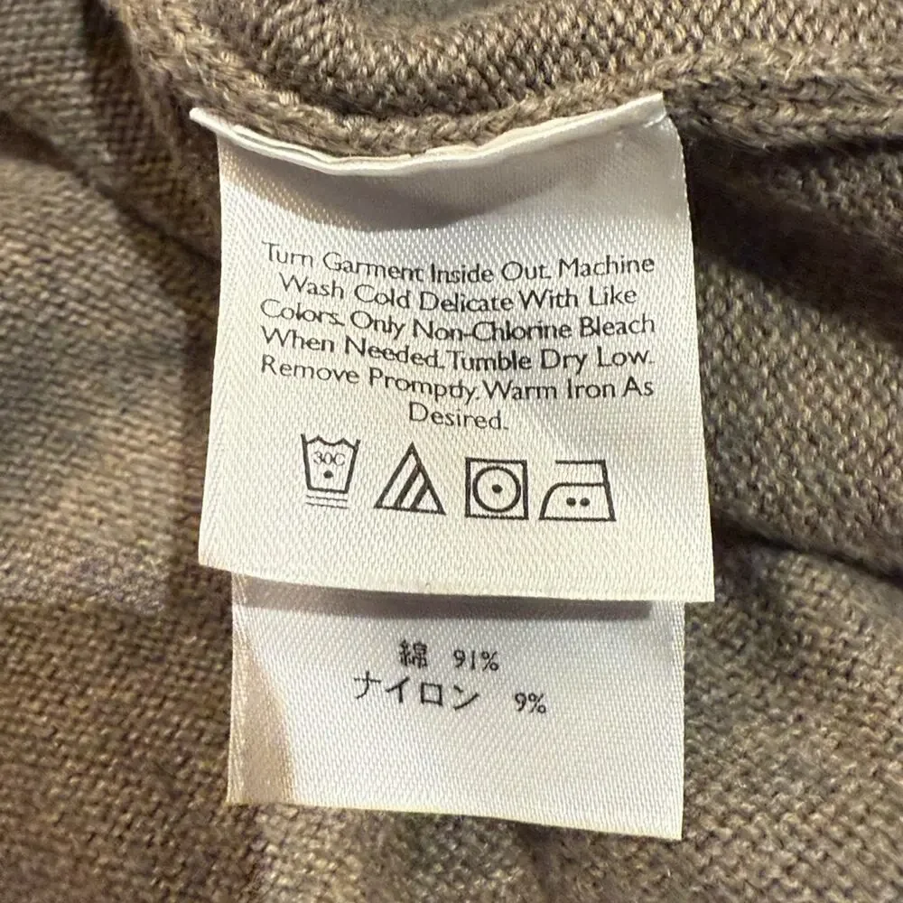 Eddie Bauer Taupe Cotton Blend Polo Style Men's Medium Sweater